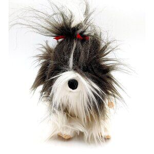 Gund  Plush Shih Tzu Puppy Red Bow Grey White 10” Plush Stuffed Animal #13125
